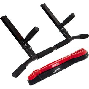 Joist Mount Pull Up Bar with Pull Up Assistance Bands - Commercial Gym Quality Pullup Bar with 41" Loop Exercise Pull-Up Assist Bands