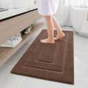 Buganda Bathroom Rugs, 47" x 24", Soft and Absorbent Microfiber Bath Rugs, Non-Slip Shaggy Shower Carpet, Machine Wash Dry Bath Mats for Bathroom Floor, Tub and Shower, Brown