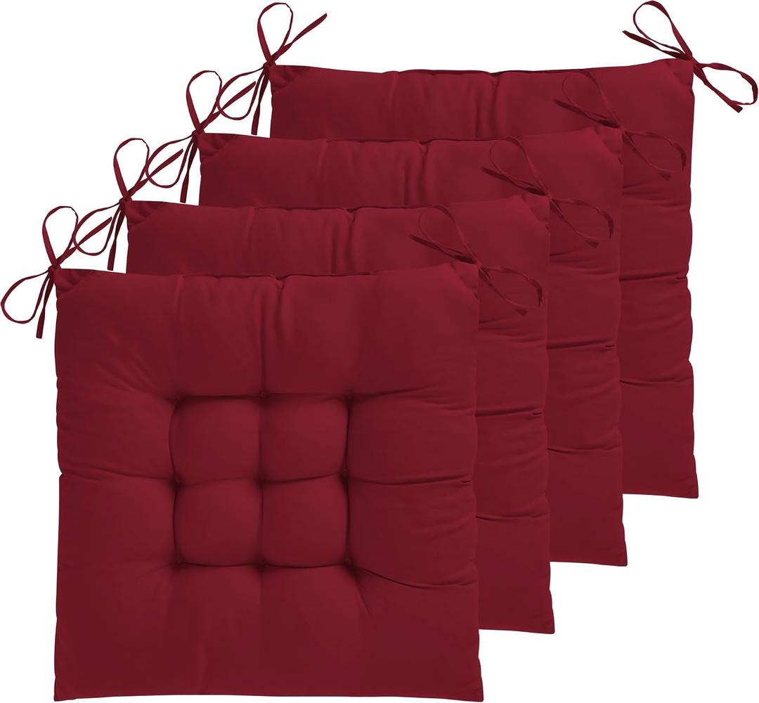 ELFJOY 4 Pack Chair Cushions for Dining Chairs with Ties 17x17 Inch Clart, 4 Count