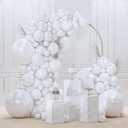 PartyWoo Pearl White Balloons 120pcs Different Sizes Pack of 18 12 10 5 Inch Metallic White Latex Balloon Arch Kit Garland for Wedding Graduation Baby Shower Birthday Party Decorations White-Z30