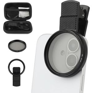 52mm Clip-On CPL Phone Camera Lens Filter, Polarizer Circular Filter, Ultra Slim Multi- Coated CPL Filter Compatible with iPhone 17/16/15/14/13 Samsung