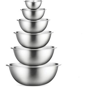 COOK WITH COLOR Stainless Steel Mixing Bowls Set - Nesting Bowls, 6 Pieces, Silver