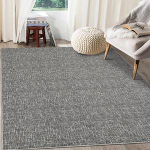 RUGSREAL Living Room Area Rug 9x12 Machine Washable Rug Non-Slip Stain Resistant Modern Abstract Rug Contemporary Accent Throw Floor Carpet for Dining Room Solid Area Rug for Home Office, Grey