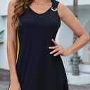 Summer Dresses for Women Sleeveless Casual Sundresses Loose Beach Cover Ups Trendy Tank Midi Sun Dress (Black, XL)