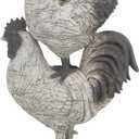 Deco 79 Polystone Rooster Decorative Sculpture Home Decor Statue, Accent Figurine 8" x 5" x 12", White