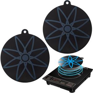 Thermochromic Silicone Induction Cooktop Protect Mat, Two pcs 9.5 inch Silicone mat for Induction Cooktop,Induction Cooktop protective cover