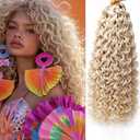 8 Packs Curly Crochet Hair GoGo Curl Crochet hair for Black Women Deep Wave Braiding hair,Synthetic Bohemian Crochet Braid Water Wave Crochet hair Extensions (613#, 18inch)