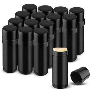 15 Pack 2 oz/60ml Plastic Deodorant Containers,Empty Round Twist-Up Solid Stick Tube Container for Homemade Deodorant,Shaving Soap Stick,Heel Lip Balm,Solid Lotion Bars-Top Filling,Black