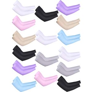 Bememo 9 Pairs Arm Sleeves for Men Women UV Protection Cooling Arm Sleeves Tattoo Sleeve Covers for Arms(Multicolor, Knitted Ice Silk)