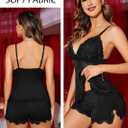 Avidlove Womens Sweetness Cami Set Lace Camisole Lingerie Nightwear Sexy Pajamas Lounge Sets (Black, Medium)
