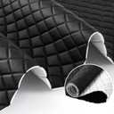 SmoothNovelty 1.1 Yards Diamond Quilted Vinyl Headliner Material 55 in Wide Faux Leather with Foam Backed 2" x 3" Diamonds Pattern Fabric for Car Furniture Upholstery(Black)