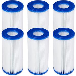 Bestway 58012E Type III/A Outdoor Swimming Pool Filter Pump Cartridge Replacement 4.2"x8" for Use in 500/800/1500 Gallon Filter Pumps (6 Pack)
