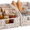 StorageWorks Pantry Baskets for Organizing, White Wicker Baskets, 2-Pack