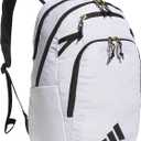 Defender 5 Team Sports Backpack (33L) durable large athletic gym laptop travel bag (One Size, White/Gold Metallic/Black)