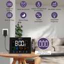 Geevon Digital Atomic Alarm Clocks for Bedrooms with 2 USB Ports, Color VA Display Atomic Clock with Indoor Temperature and Humidity, DST, Calendar, and Moon Phases for Seniors Elderly