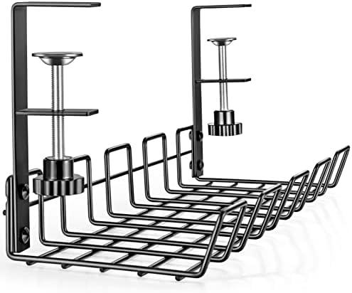 WILLIZTER Under Desk Cable Management Tray Organizer for Cord Wire Desk Table Rack No Drill Installation for Home Office Workstation PC Computer Desktop Laptop
