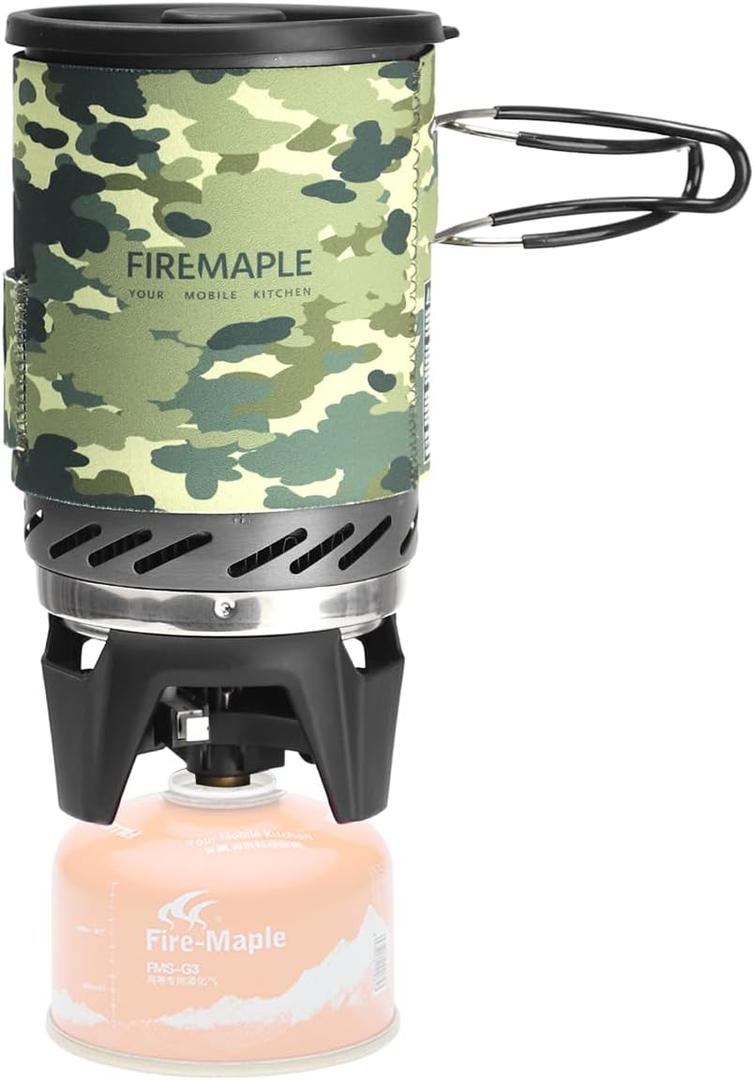 Fire-Maple "Fixed Star 1" Personal Cooking System | Pot/Jet Burner Stove System with Electric Ignition | Ideal for Hiking, Camping, Backpacking, Fishing, Hunting Trips and Emergency Use (Camouflage)