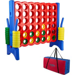 Giantville Giant 4 in a Row Connect Game + Storage Carry Bag - 4" Wide X 3.5" Tall - Oversized Jumbo Sized Entertainment for Outdoor/Indoor Play for Kids & Adults - Durable Waterproof - 2024 Version