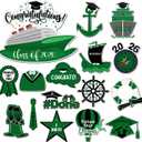 Hoteam 16 Pcs 2026 Graduation Cruise Door Decorations Magnets 2026 Congrats Grad Cruise Ship Door Decorations Cabin Doors Signs Fridge Magnets for Carnival Locker Refrigerator(Green)