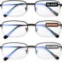NOVIVON 1.75 Metal Reading Glasses Men - Durable Readers with Blue Light Filtering - Clear Vision