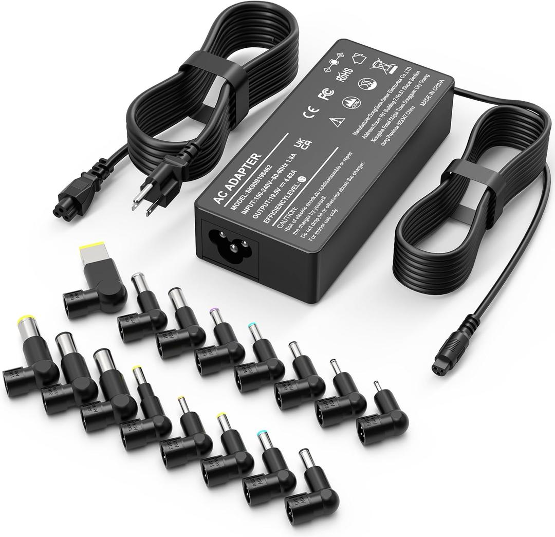 XOUBZ 90W Universal Laptop Charger Compatible with HP Lenovo Dell Acer Asus Toshiba IBM Fujitsu Notebook Ultrabook Chromebook Computer Charger AC Adapter Power Cord with 16 Tips