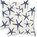 Navy Blue Starfish Pillow Covers 18x18 Inch Set of 2 Coastal Throw Pillows Spring Summer Nautical Ocean Theme Beach Decorative Pillow Cases Linen Outdoor Decor Cushion Case for Home Bedroom