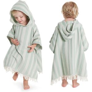 ZICOTO Stylish Hooded Beach Towel for Kids - Extra Soft and Fast Drying Poncho for Toddlers 1-3 Years is Made of Premium Cotton - Perfect Baby Cover Up for Beach Days or Pool and Bath Time Adventures (Small (0-3 yrs), Sage)