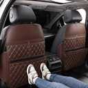 Anti-Kick Mats Seat Back Protector,Back Car Seat Protector Cover for Kids Feet with Storage Organizer,Protect Against Dirt and Scuffs,2 Pack (Brown)