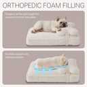 Soft Touch Faux Fur Dog Bed for Medium Size Dogs 6.5" Extra Thick, Orthopedic Pet Bed with Waterproof Liner and Washable Cover, with Removable Cute Pillow, Cream Color