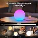 LOFTEK Color Changing Night Light, Smart LED Lamp with Bluetooth APP and Remote Control, 220 Scene Modes, 8-inch RGB Ball Mood Lighting for Living Room (Corded Electric)