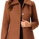 Allegra K Women's Single Breasted Turndown Collar Overcoat Vintage Winter Dress Coat with Pockets (Brown)