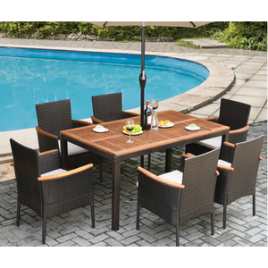 Chaley Rectangular 6 - Person 59'' Long Dining Set with Cushions and Umbrella Hole