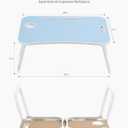ZEAPTAC Laptop Bed Desk, Foldable Lap Desk, Portable Lap Table, Laptop Stand with Cup Holder & Tablet Slot & Lifting Handle for Working Writing Drawing & Eating - Blue