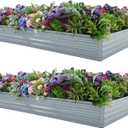 8x4x1ft(2 Pack) Galvanized Raised Garden Bed,Outdoor Planter Box Metal Patio Kit Planting Bed for Vegetables Flowers Herb,Grey (Gray)