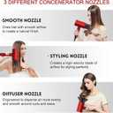 Slopehill Professional Ionic Hair Dryer, Powerful 1800W Fast Drying Low Noise Blow Dryer with 2 Concentrator Nozzle 1 Diffuser Attachments for Home Salon Travel (Agate Red)