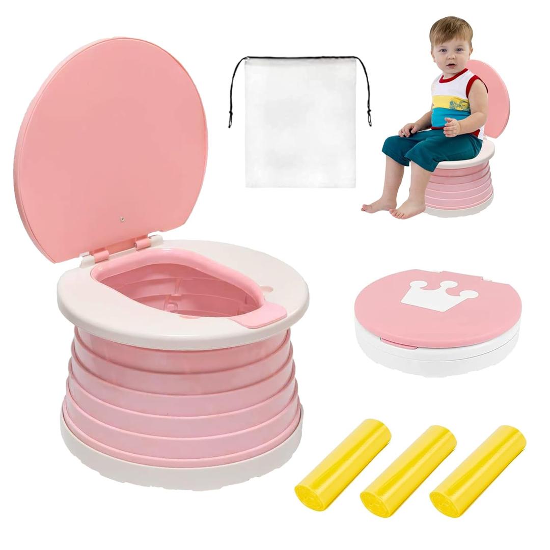 portable, foldable potty seat for toddler, Training Toilet Seat Emergency Toilet for Car, Camping, Outdoor, indoor (Pink, Small)