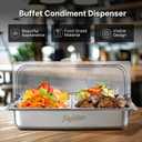 Countertop Ice Serving Display Container, Stainless Steel Food Serving Tray Buffet Condiment Dispenser, Spice Food Display Salad Dressing Cooler with Clear Roll Top Cover