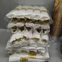 WELLIFE 350PCS Clear-Gold Plastic Plates - 100 Disposable Plates, 150Plastic Silverware, 50 Cups, 50 Napkins for Wedding & Party