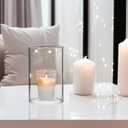 WGVI Hurricane Candle Holder Sleeve, Wide 4", Height 6", Clear Glass Cylinder Candleholder, Chimney Tube, Open Ended Candle Shade, 1 Piece