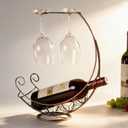 Pirate Ship Red Wine Rack Decoration, Creative Metal Wine Bottle Rack Standing Display Rack, Goblet Wine Rack for Bar & Home Decoration (Bronze)