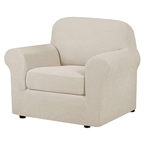 H.VERSAILTEX 2-Pieces Armchair Cover Chair Slipcovers with Arms Furniture Protector Cover Fit Armchair Width Up to 47 Inch, Jacquard Spandex Couch Covers Armchair Slipcover - Island Fossi, Chair
