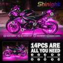SHINIGHT 14 Pcs Motorcycle LED Light Kits, App Control Multicolor Waterproof Motorcycle LED Strip Lights with RF Remote, Music Sync & Multiple Scene Modes RGB LED Lights for Motorcycles
