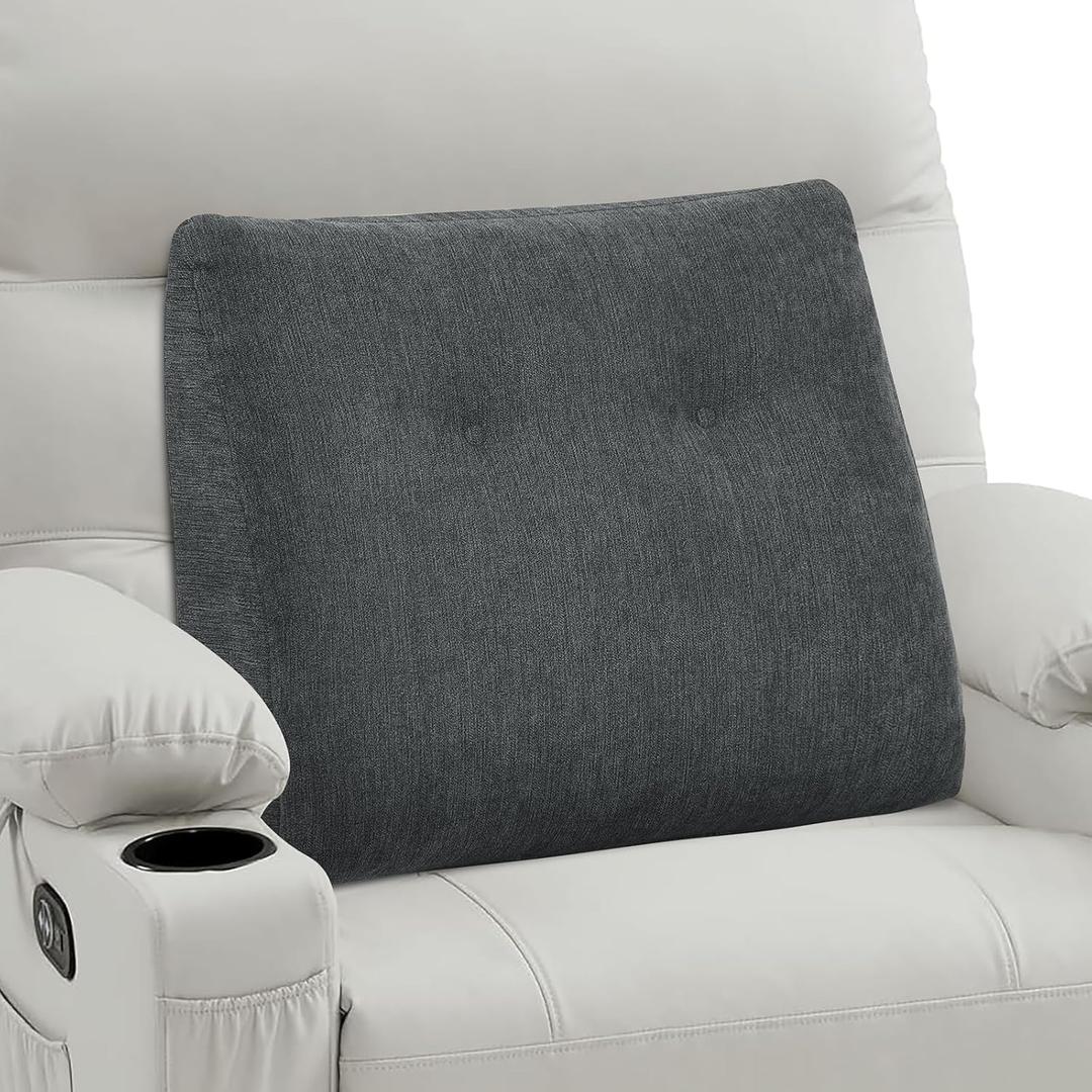 Dual Layer Lumbar Support Pillow with Memory Foam Shreds Ergonomic Orthopedic Couch Back Cushions for Elderly Lower Back Pain Relief Dark Grey