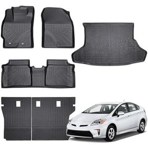 Floor Mats & Cargo Liner Compatible with 2010 2011 Toyota Prius,All Weather Protection TPE, Anti-Slip Floor Mats & Trunk Mat Compatible with 2010 2011 Toyota Prius Accessories