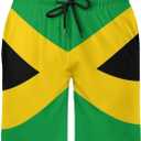 Mens Jamaican Flag Swim Trunks Quick Dry Board Shorts with Mesh Lining (M)