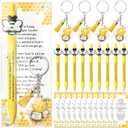 Qilery 12 Sets 2026 Graduation Gift for College Funny Bee Themed Keychain Ballpoint Pen with Card End of Year Gifts to Student from Teacher for High School College Congrats Party Supplies Bee Decor
