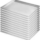 Full Size Commercial Quality Baking Sheet Pan, Bastwe Aluminum Cookie Tray Pan for Oven, Freezer, Bakery, Hotel Restaurant, Thick Steel Rim Prevents Warping (12 Pack, 26 x 18 Inch), 12pk Full Size Sheet