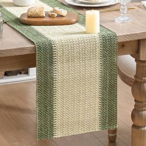 Artoid Mode Dark Green Farmhouse Rustic Paper Braided Table Runner, Seasonal Christmas Woven Kitchen Dining Table Decoration for Home Party Decor 12x60 Inch