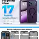 Magnetic for iPhone 17 Pro Max Case, [Anti-Slip] [Military-Grade Drop Protection] [Camera Protection] Skin-Friendly Slim Matte Shockproof Protective Case for iPhone 17 Pro Max, Purple