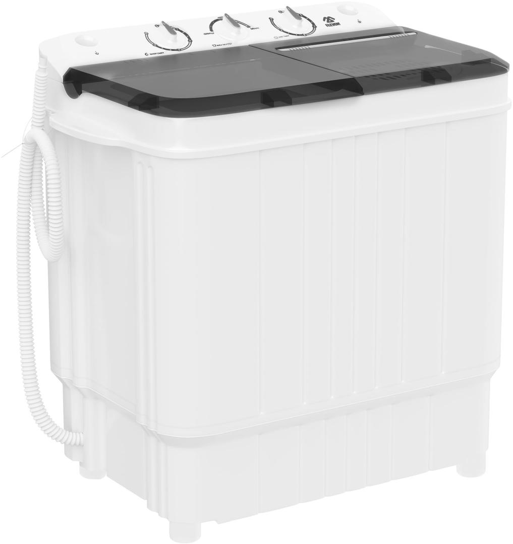 Sustainova Portable Washing Machine, Twin Tub 17.6 Lbs Capacity, (11 Lbs) and Spinner(6.6 Lbs) Combo Mini Compact Laundry Washer for Home, Apartment, Camping, RVs and Dorms, Black/White